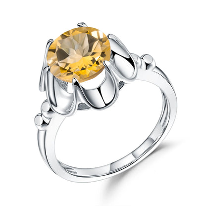 Anillo de flor con piedras preciosas GRACE en plata de ley