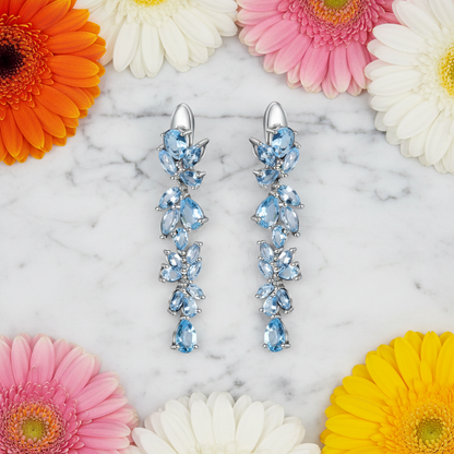 GRACE Gemstone Leaves Drop Earrings in Sterling Silver