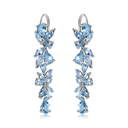 GRACE Gemstone Leaves Drop Earrings in Sterling Silver
