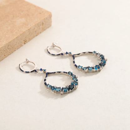 Pendientes colgantes circulares con piedras preciosas GRACE en plata de ley