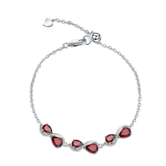 GRACE Pear Cut Gemstone Twist Style Bracelet in Sterling Silver