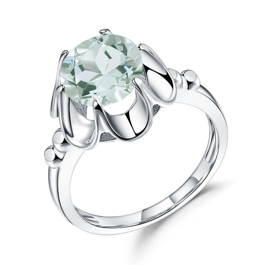 Bague GRACE en argent sterling avec fleur en pierres précieuses