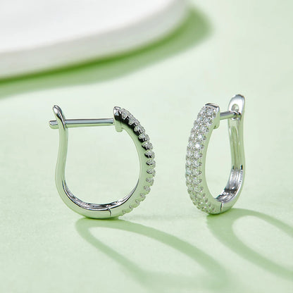 Moissanite Pavé Huggie Earrings in 14K Gold Plated Sterling Silver