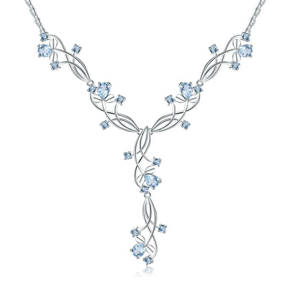 Collar nupcial floral con piedras preciosas GRACE en plata de ley