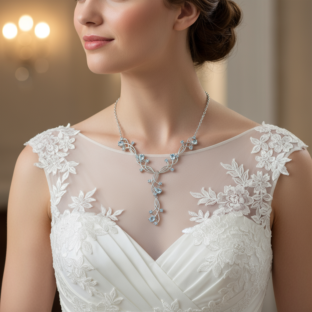 GRACE Gemstone Floral Necklace in Sterling Silver