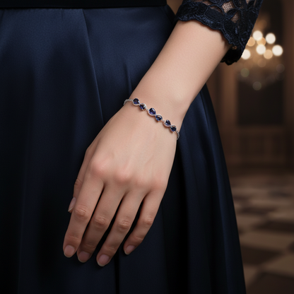 GRACE Pear Cut Gemstone Twist Style Bracelet in Sterling Silver