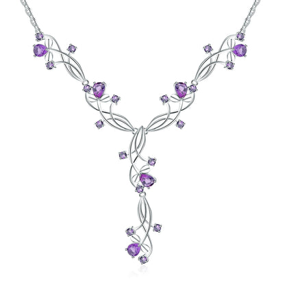 Collar nupcial floral con piedras preciosas GRACE en plata de ley
