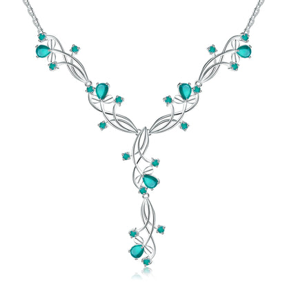 Collar nupcial floral con piedras preciosas GRACE en plata de ley