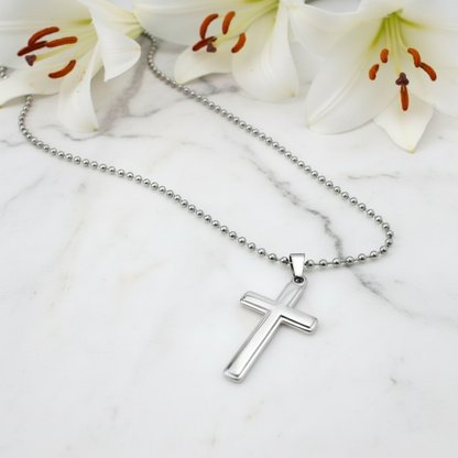 Great-Grandma Cross Necklace with Saint Clare of Assisi Quote