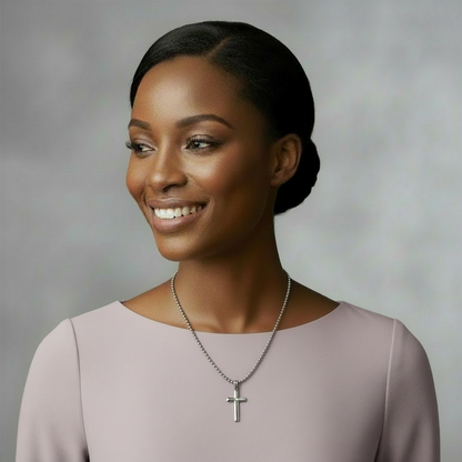 Great-Grandma Cross Necklace with Saint Clare of Assisi Quote