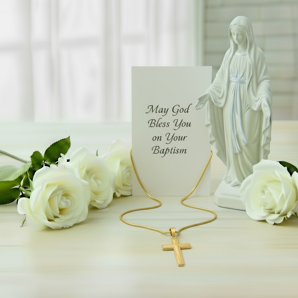 Godson On Your Baptism Personalized Cross Necklace