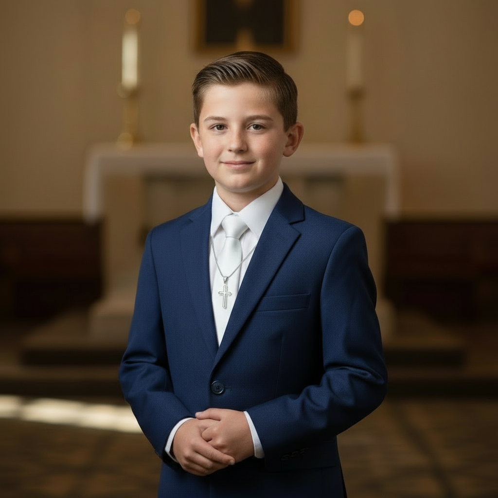 Blessings First Holy Communion Personalized Cross Necklace