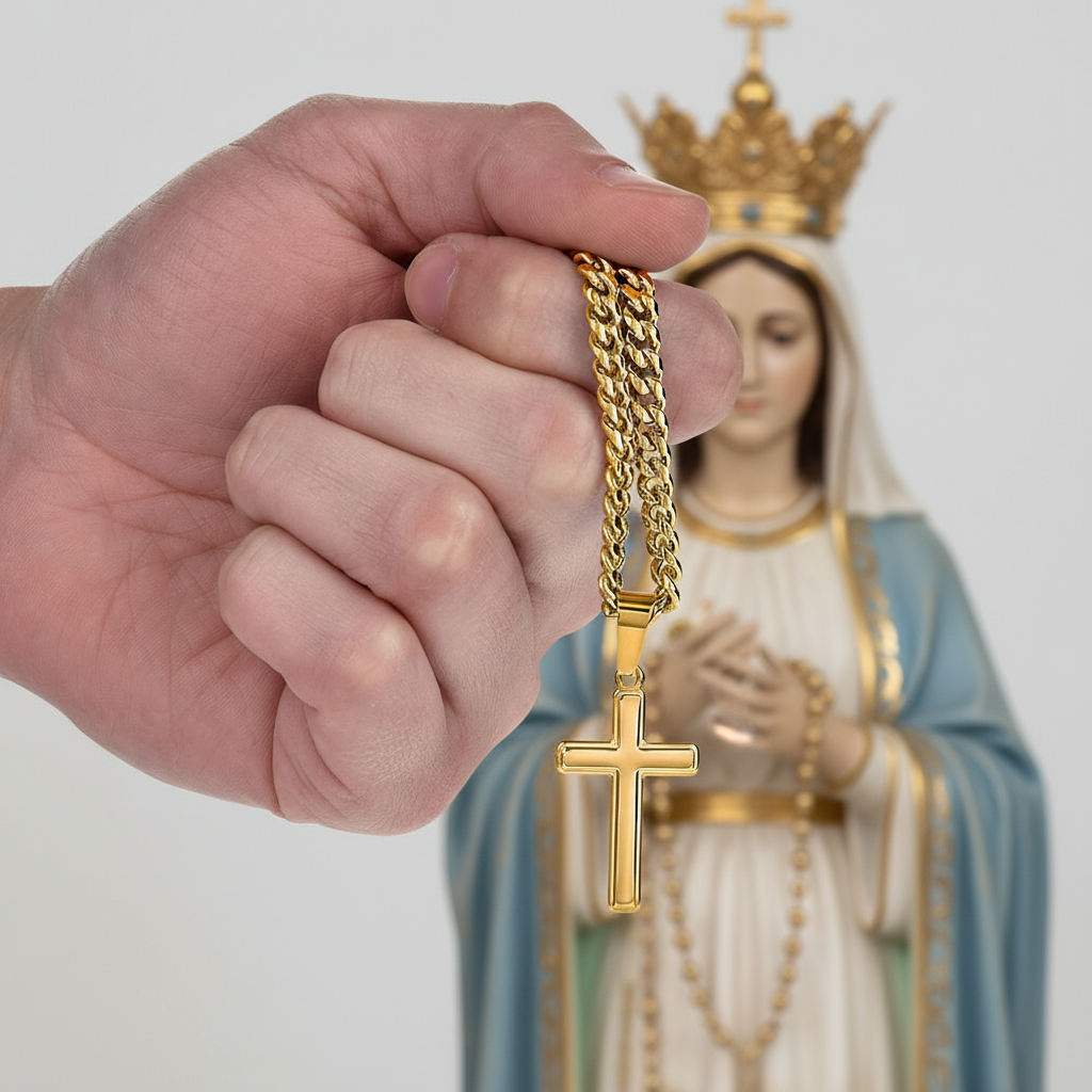 Friend Blessings On Your Confirmation Personalized Cross Necklace with Saint Ambrose Quote