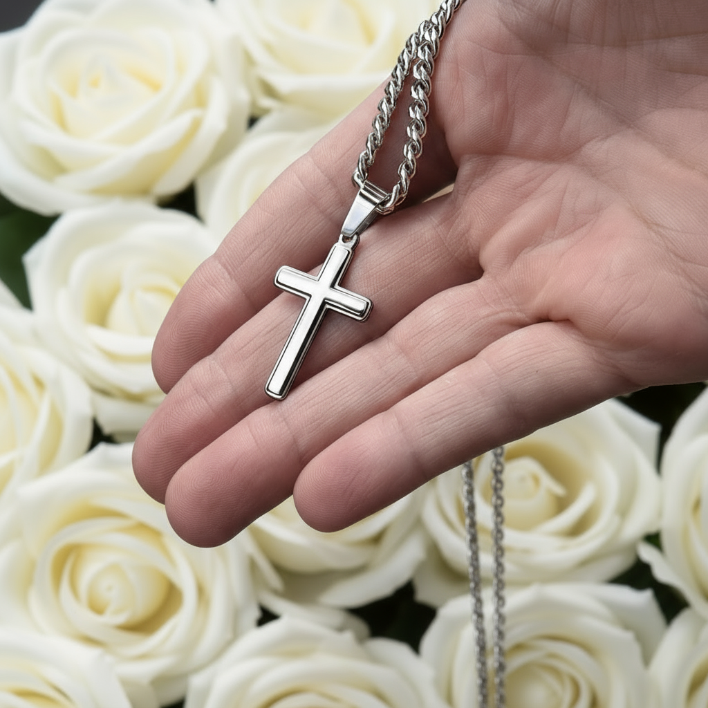 Friend Blessings On Your Confirmation Personalized Cross Necklace with Saint Ambrose Quote