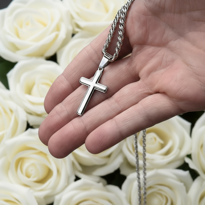 Friend Blessings On Your Confirmation Personalized Cross Necklace with Saint Ambrose Quote