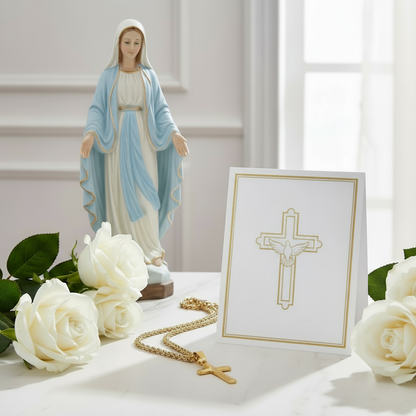 Friend Blessings On Your Confirmation Personalized Cross Necklace with Saint Ambrose Quote