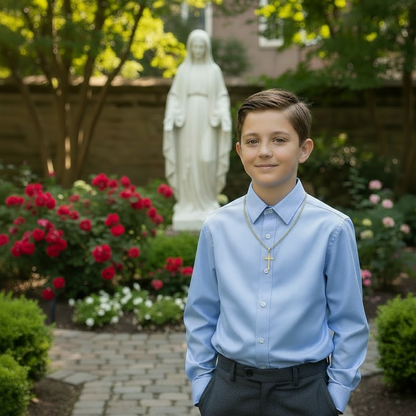 Friend Blessings On Your Confirmation Personalized Cross Necklace with Saint Ambrose Quote
