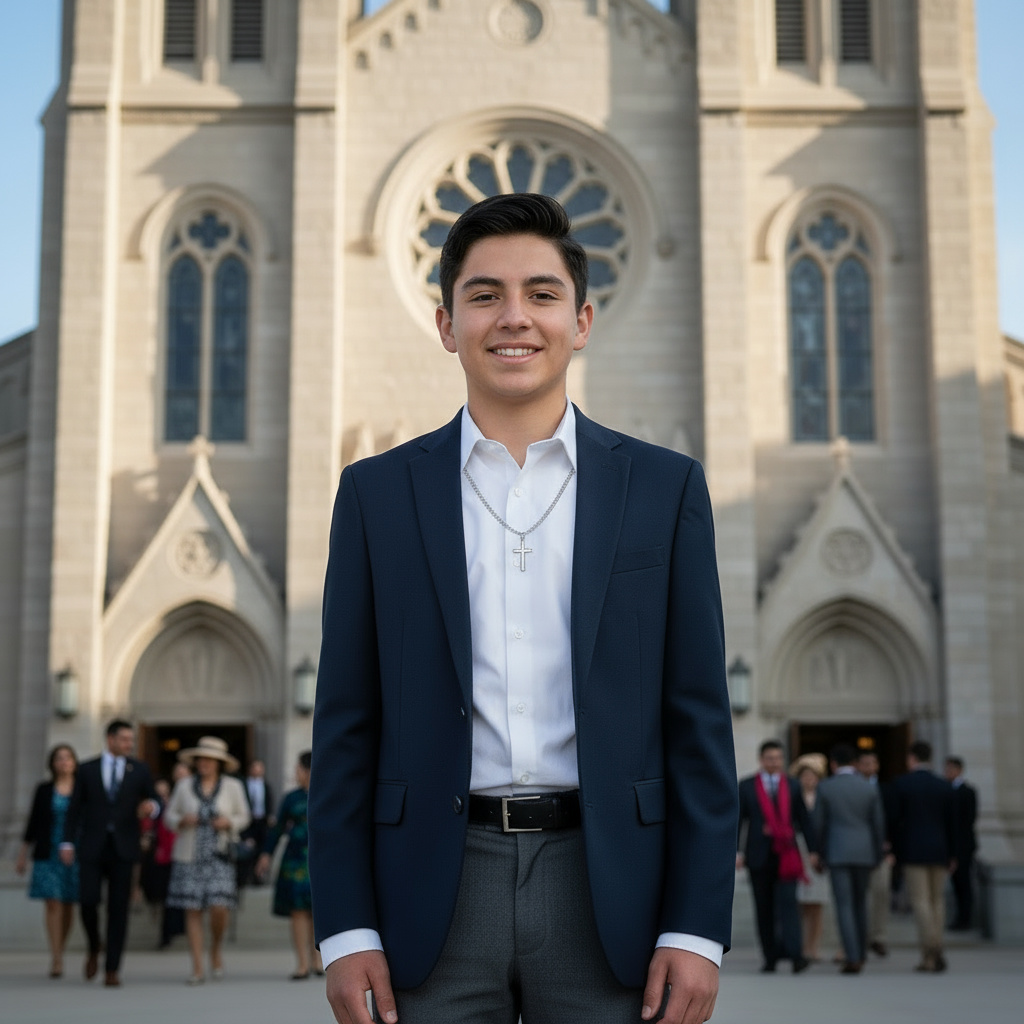 Friend Blessings On Your Confirmation Personalized Cross Necklace with Saint Ambrose Quote