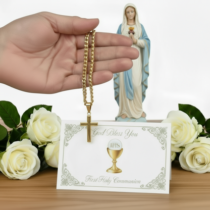 My Dear Son First Holy Communion Personalized Cross Necklace
