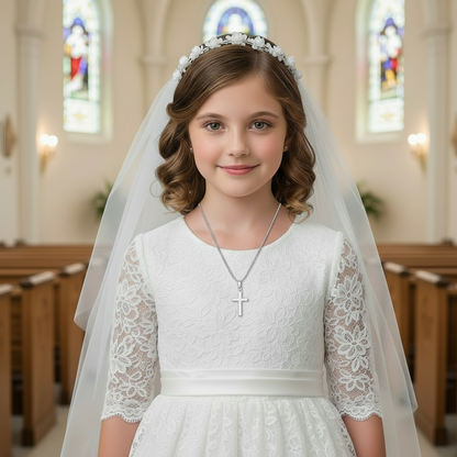 Blessings First Holy Communion Personalized Cross Necklace