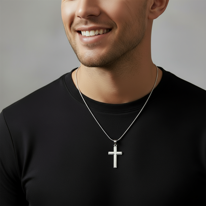 Collier croix artisanal « Mon cher ami » (homme) avec citation de Sainte Gemma Galgani