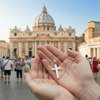 My Dear Wife Artisan Cross Necklace with Saint Gemma Galgani Quote