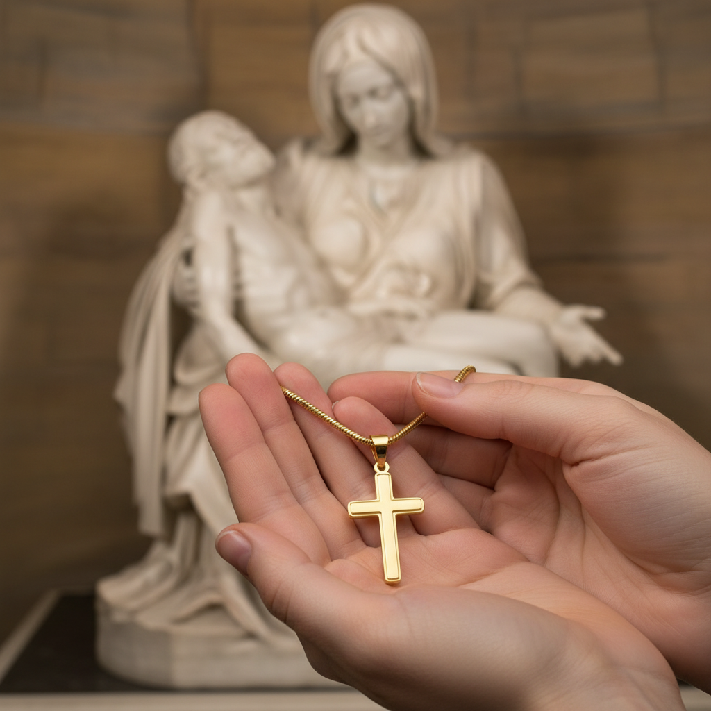 My Dear Daughter-in-Law Personalized Cross Necklace with Saint Gemma Galgani Quote