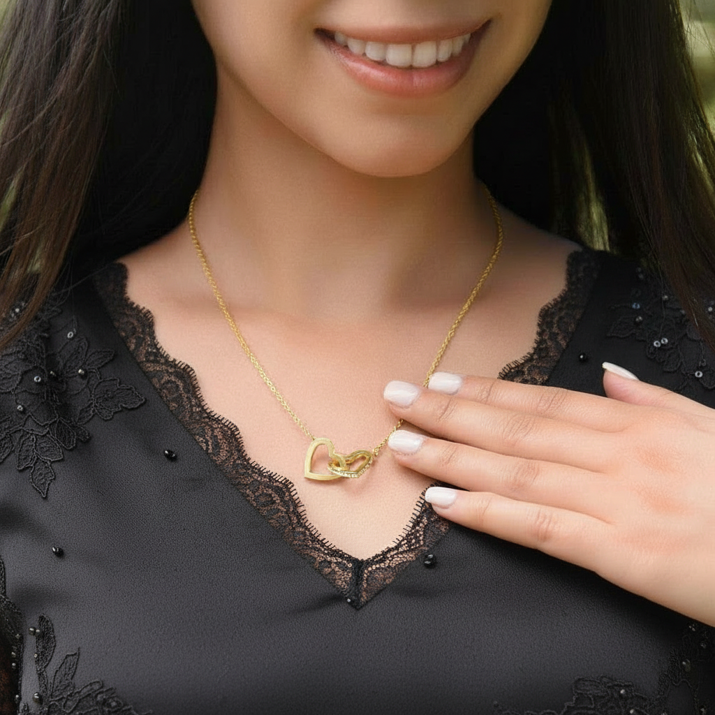 To My Wife Interlocking Hearts Necklace with Message Card