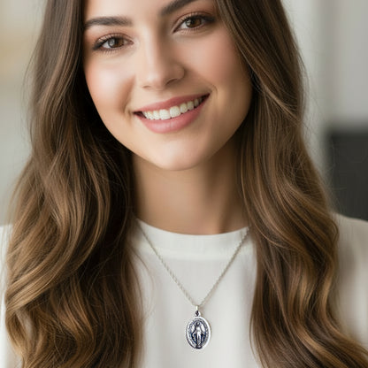 Miraculous Medal Necklace with Marian Consecration Prayer Card in ENGLISH or SPANISH