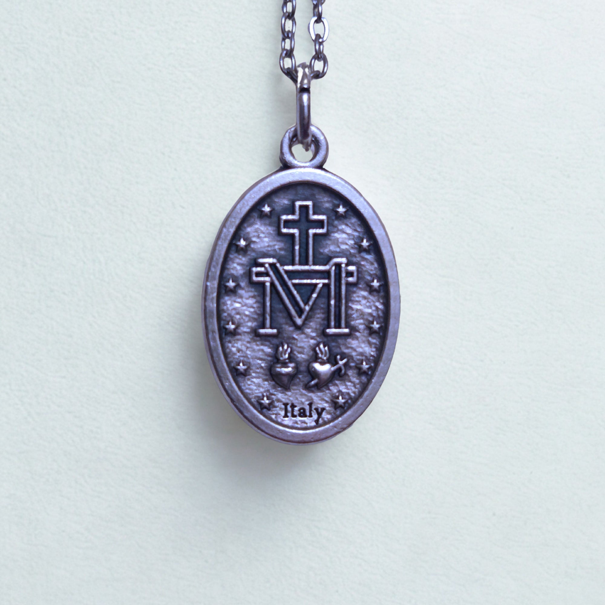 Miraculous Medal Necklace with Regina Caeli Prayer Card in ENGLISH, SPANISH or LATIN