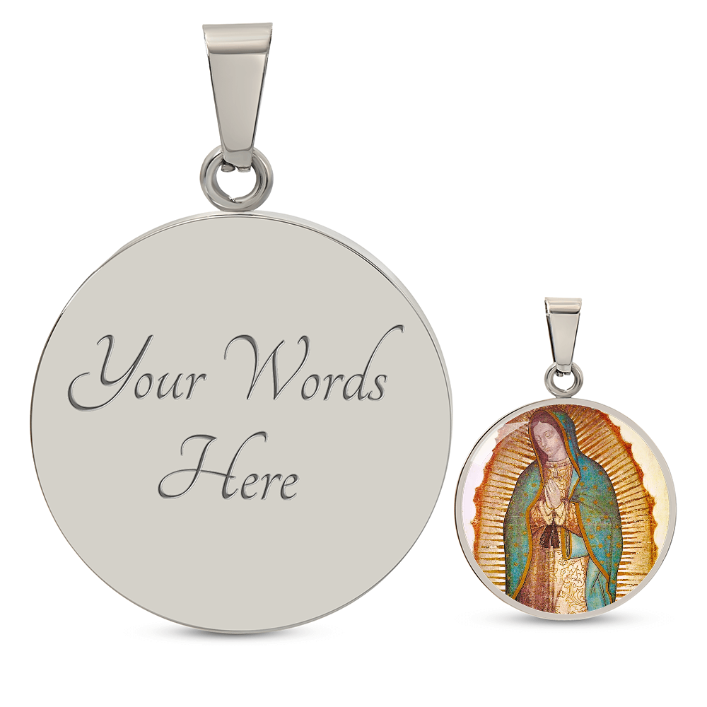 Our Lady of Guadalupe Round Necklace with Personalized Engraving