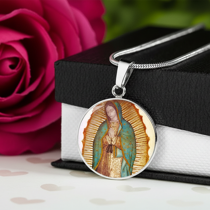 Our Lady of Guadalupe Round Necklace with Personalized Engraving