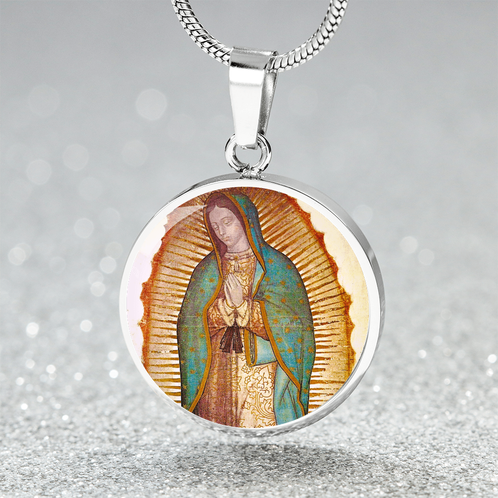 Our Lady of Guadalupe Round Necklace with Personalized Engraving