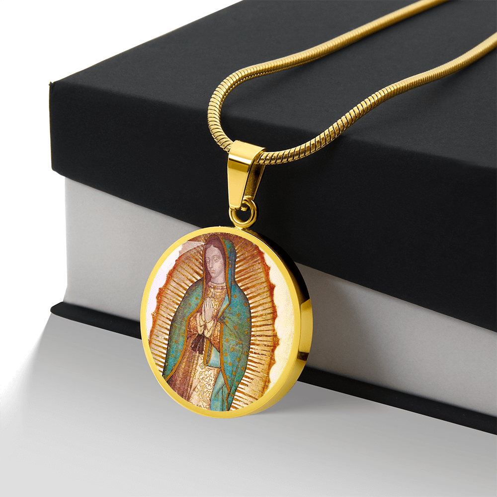 Our Lady of Guadalupe Round Necklace with Personalized Engraving