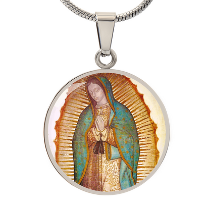 Our Lady of Guadalupe Round Necklace with Personalized Engraving