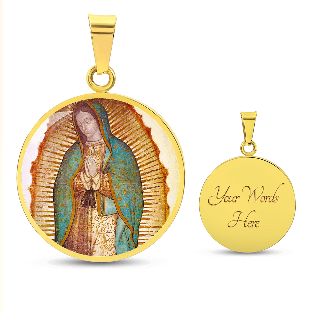 Our Lady of Guadalupe Round Necklace with Personalized Engraving