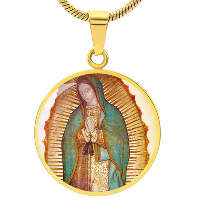 Our Lady of Guadalupe Round Necklace with Personalized Engraving