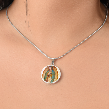 Our Lady of Guadalupe Round Necklace with Personalized Engraving