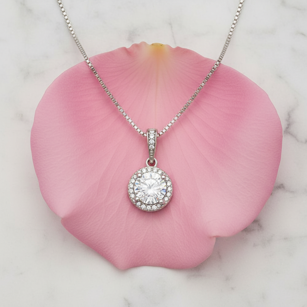 Collier Je vous salue Marie, espérance éternelle, avec carte de prière en anglais