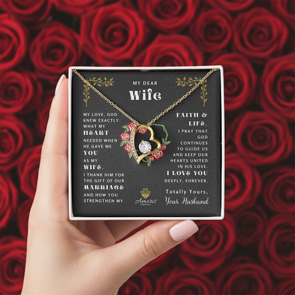 My Dear Wife "What My Heart Needed" Heart Necklace