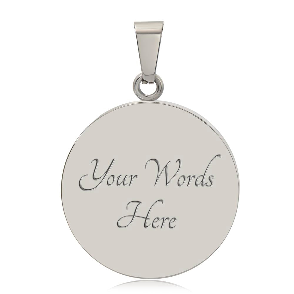 Our Lady of Good Counsel Round Necklace with Personalized Engraving