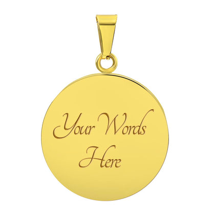 Our Lady of Good Counsel Round Necklace with Personalized Engraving