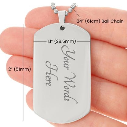 Our Lady of the Rosary Tag Necklace with Personalized Engraving