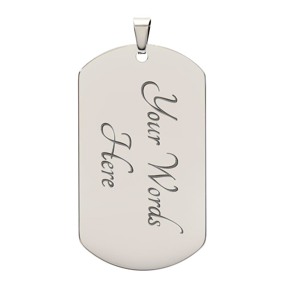 Our Lady of the Rosary Tag Necklace with Personalized Engraving