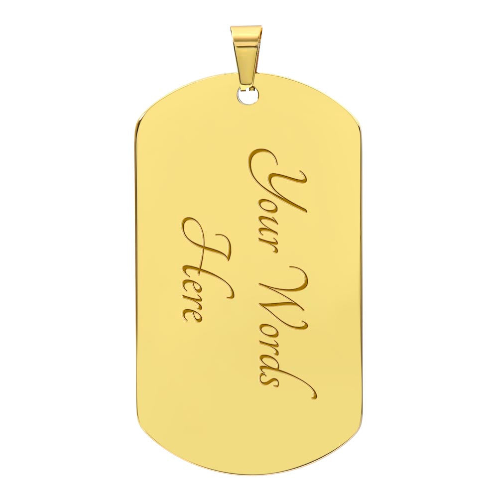 Our Lady of the Rosary Tag Necklace with Personalized Engraving