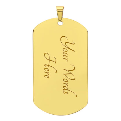 Our Lady of the Rosary Tag Necklace with Personalized Engraving