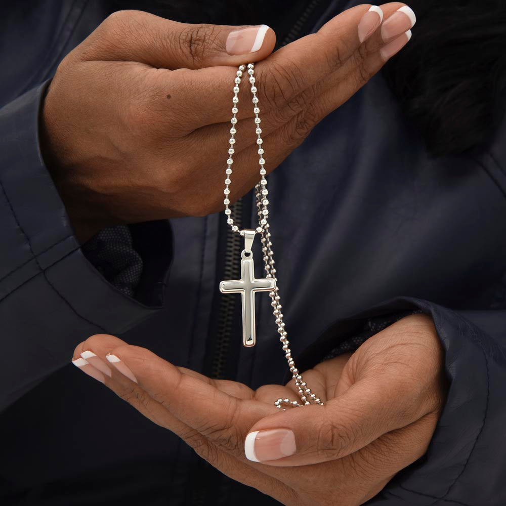 Goddaughter Cross Necklace with Saint Clare of Assisi Quote