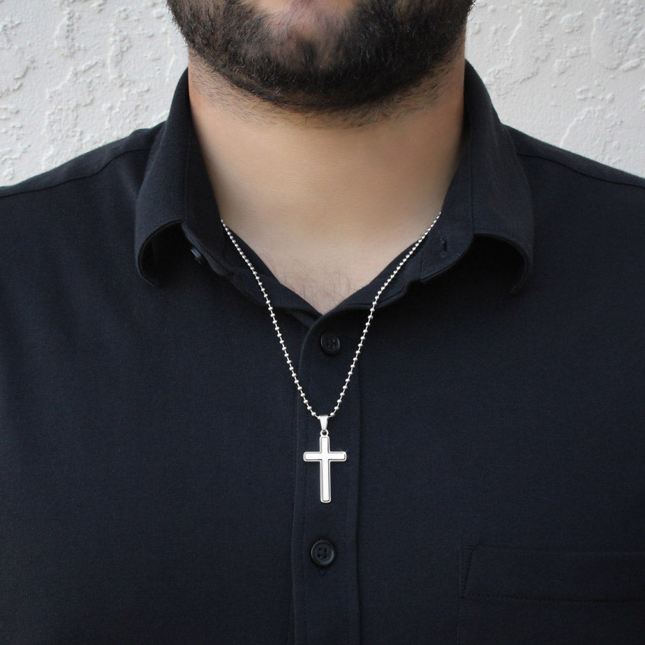Godson Cross Necklace with Saint Clare of Assisi Quote