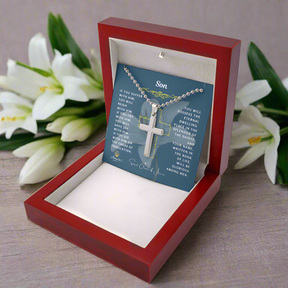 Collar de la Cruz del Hijo con cita de Santa Clara de Asís