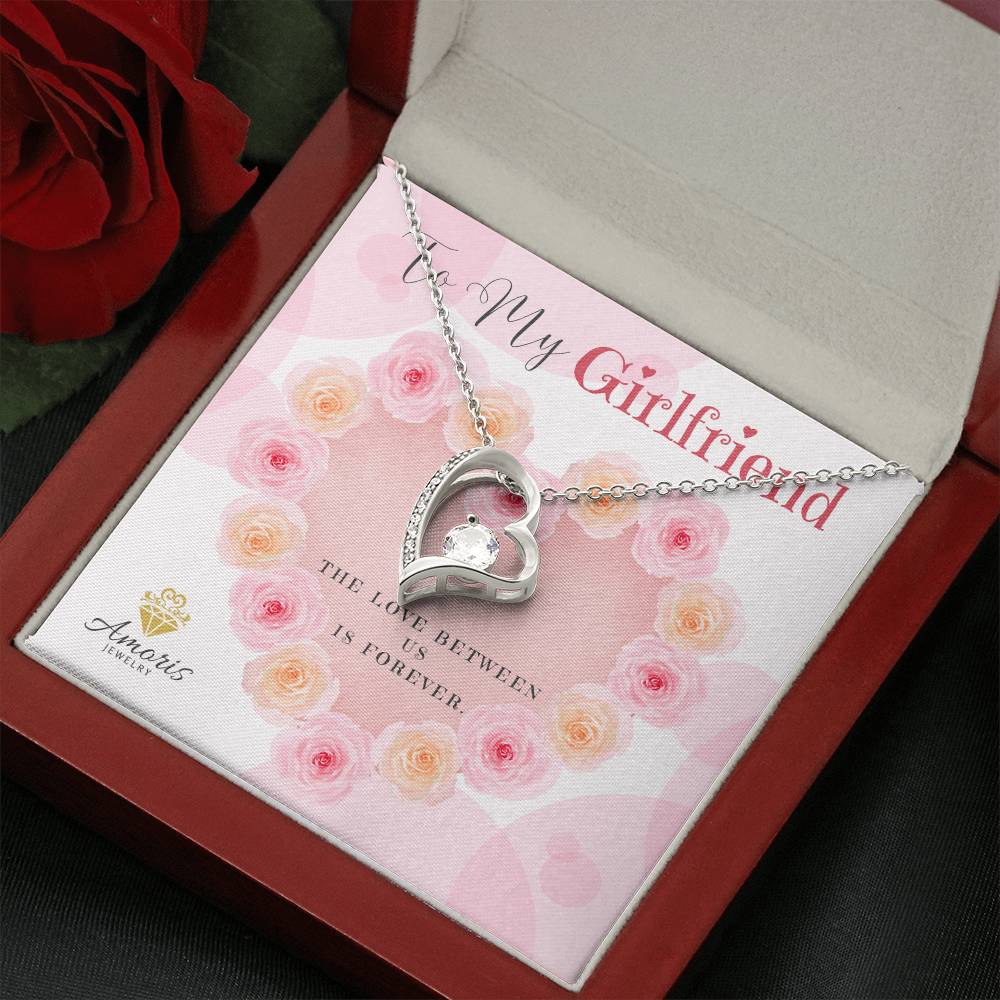 To My Girlfriend Valentine Heart Necklace with Message Card